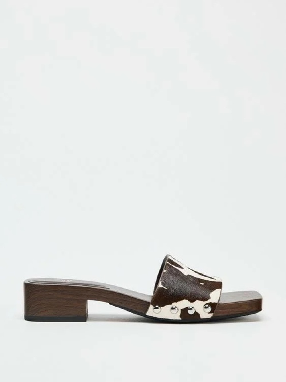 Zara Cow Print Faux Fur Leather Sandals - Picture 2 of 7